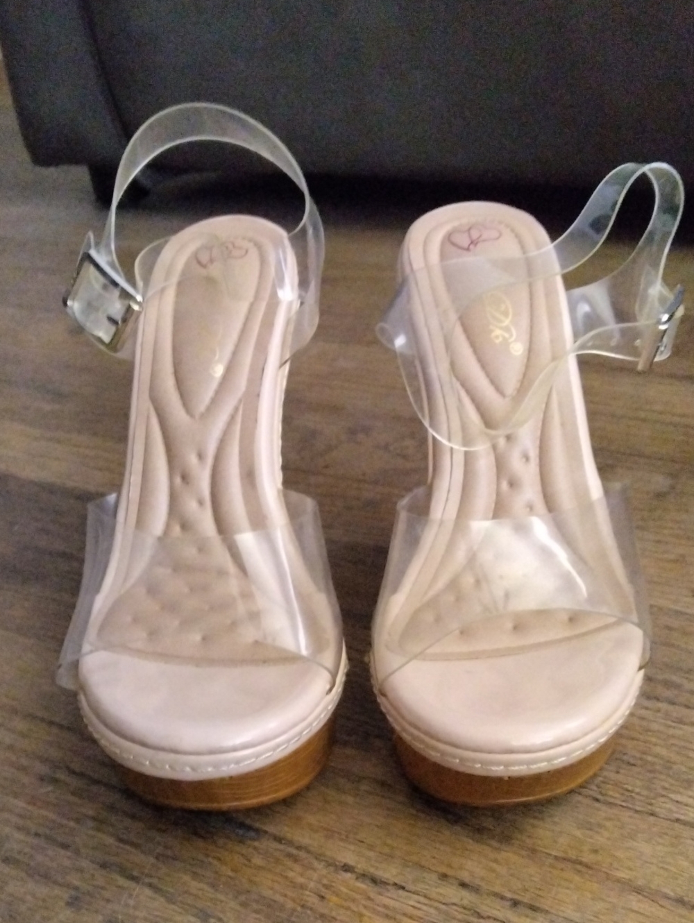 Clear Strap Nude Platform Sandals for Women